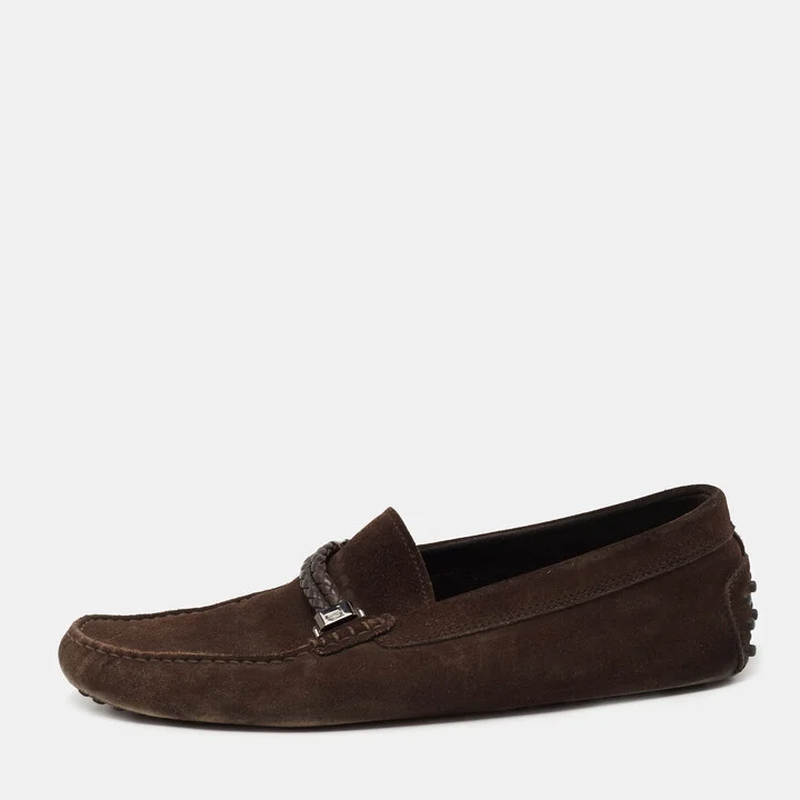 Tod's Dark Brown Suede Slip On Loafers Size 44.5