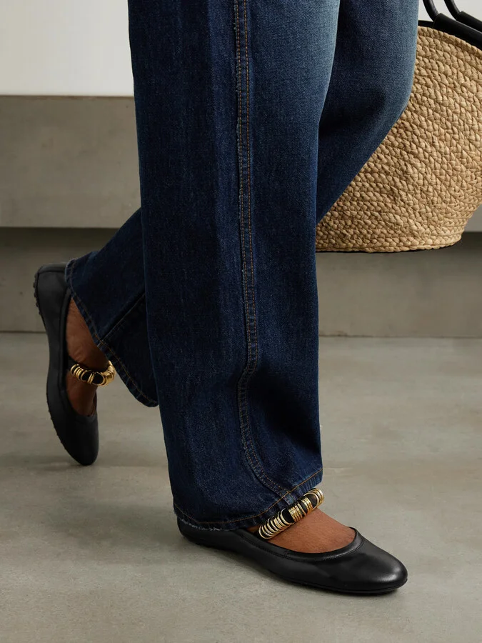 Tod's - Embellished Leather Ballet Flats - Black - Image 2