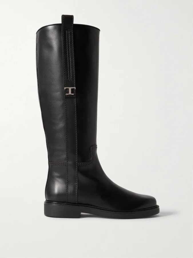 Tod's - Embellished Leather Knee Boots - Black
