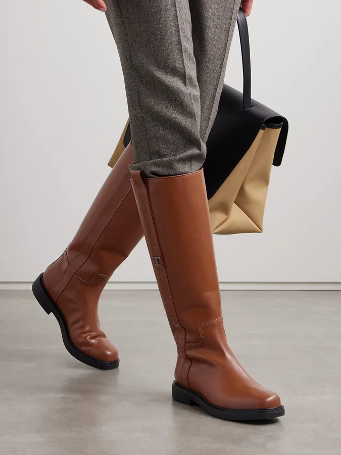 Tod's - Embellished Leather Knee Boots - Brown - Image 2