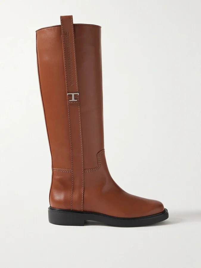 Tod's - Embellished Leather Knee Boots - Brown