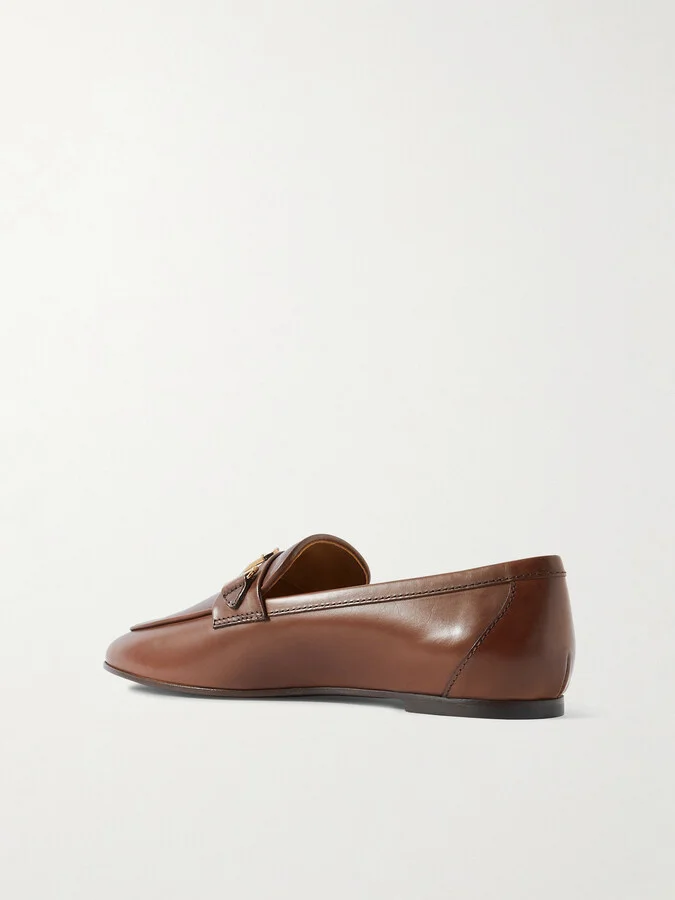 Tod's - Embellished Leather Loafers - Brown - Image 3