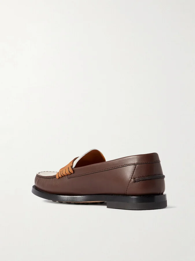 Tod's - Embellished Leather Loafers - Brown - Image 3