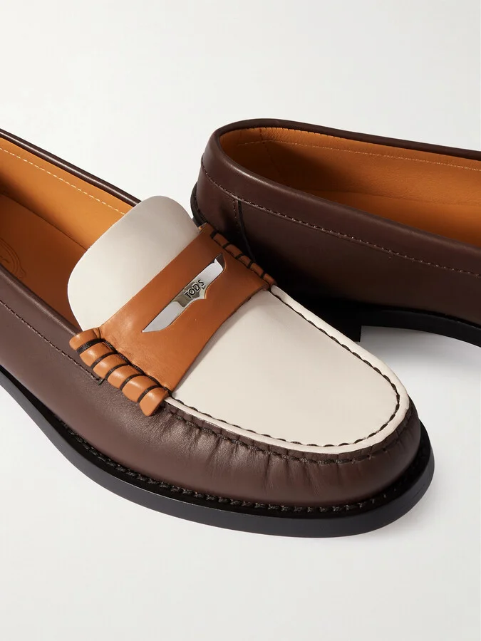 Tod's - Embellished Leather Loafers - Brown - Image 4