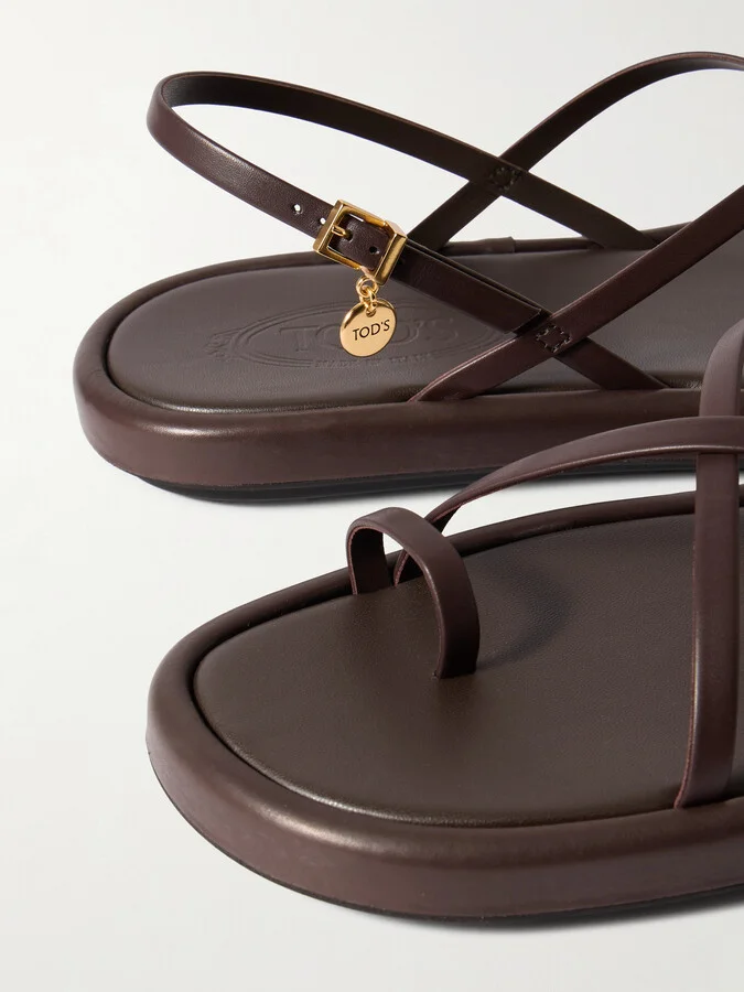 Tod's - Embellished Leather Sandals - Brown - Image 4