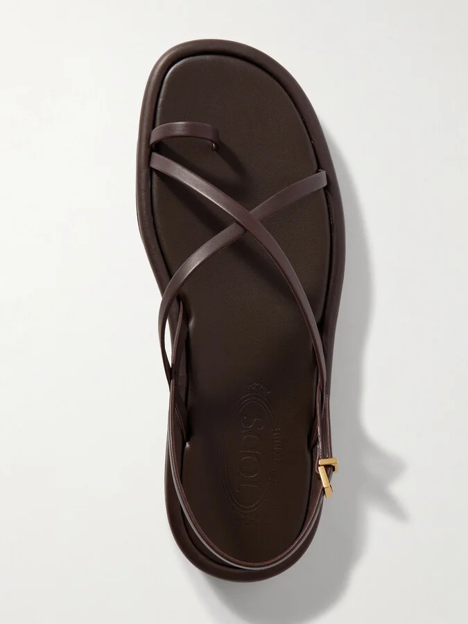 Tod's - Embellished Leather Sandals - Brown - Image 5