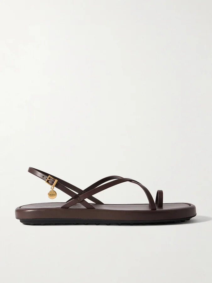 Tod's - Embellished Leather Sandals - Brown