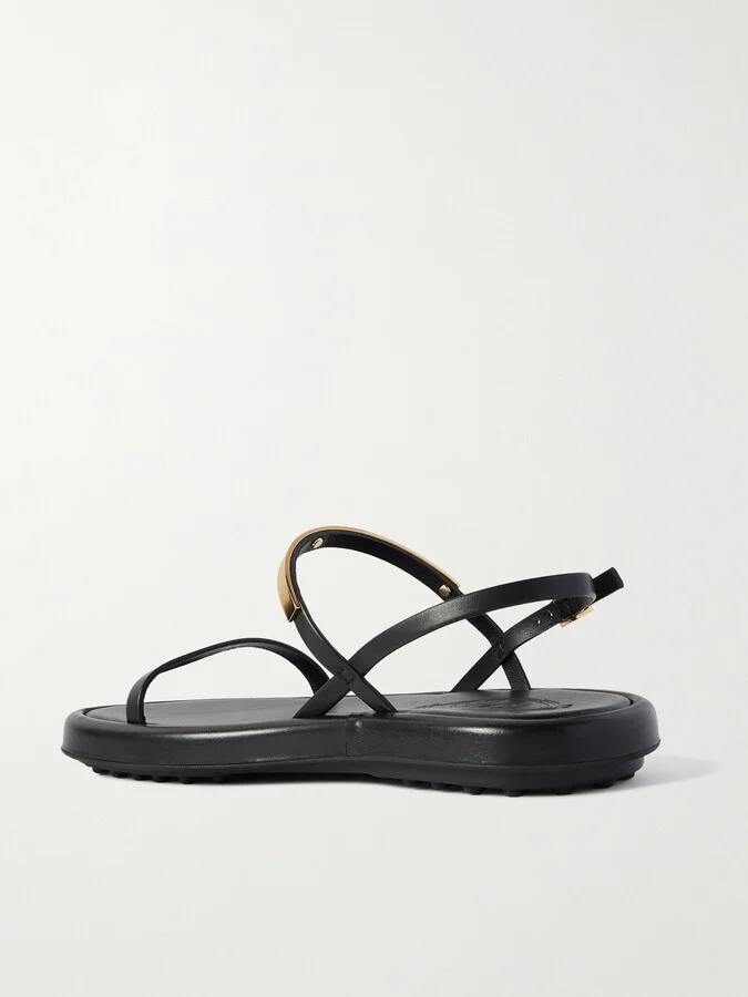 Tod's - Embellished Leather Slingback Sandals - Black - Image 3