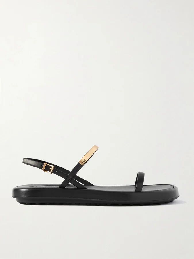 Tod's - Embellished Leather Slingback Sandals - Black
