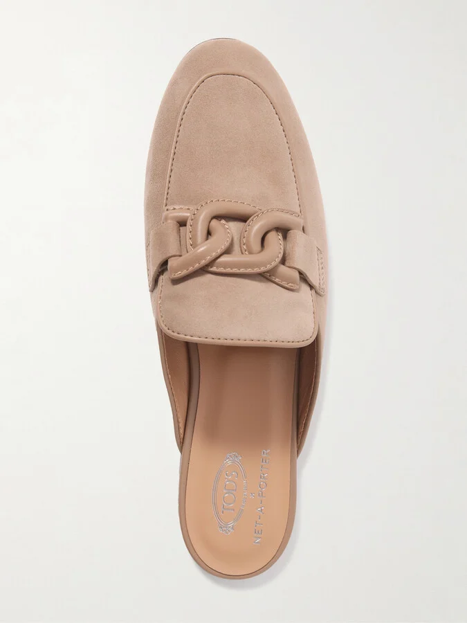 Tod's - Embellished Leather Slippers - Brown - Image 5