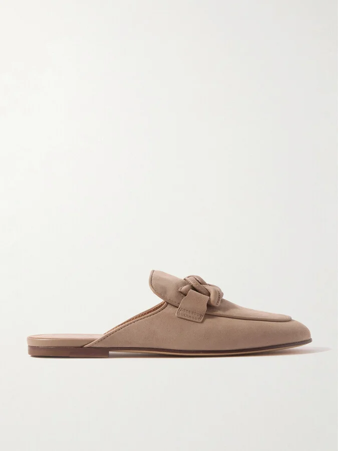 Tod's - Embellished Leather Slippers - Brown