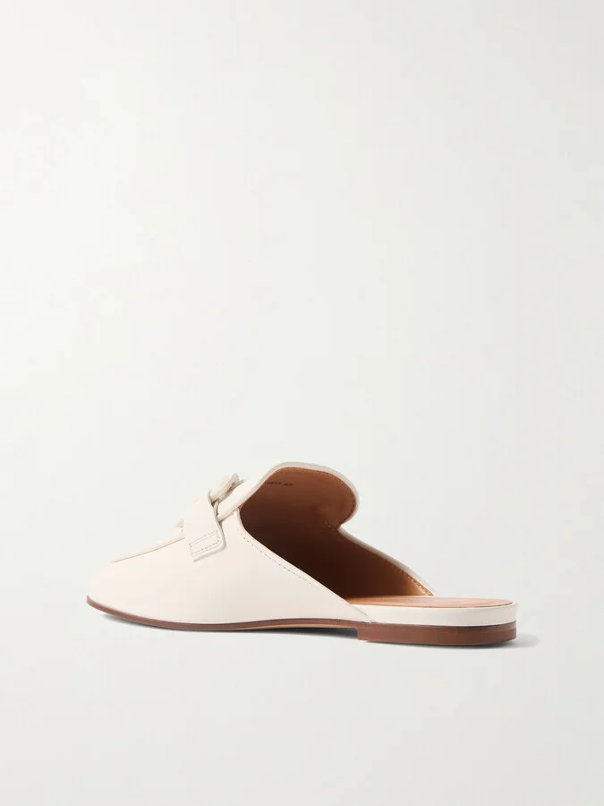 Tod's - Embellished Leather Slippers - Cream - Image 3