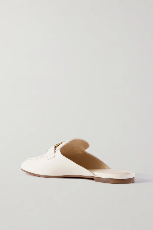 Tod's - Embellished Leather Slippers - Off-white - Image 3
