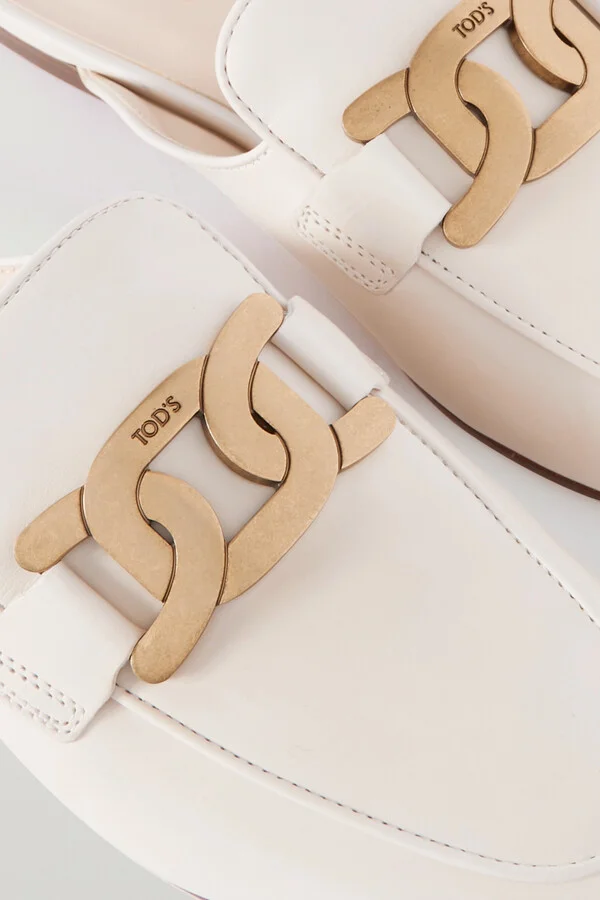 Tod's - Embellished Leather Slippers - Off-white - Image 4