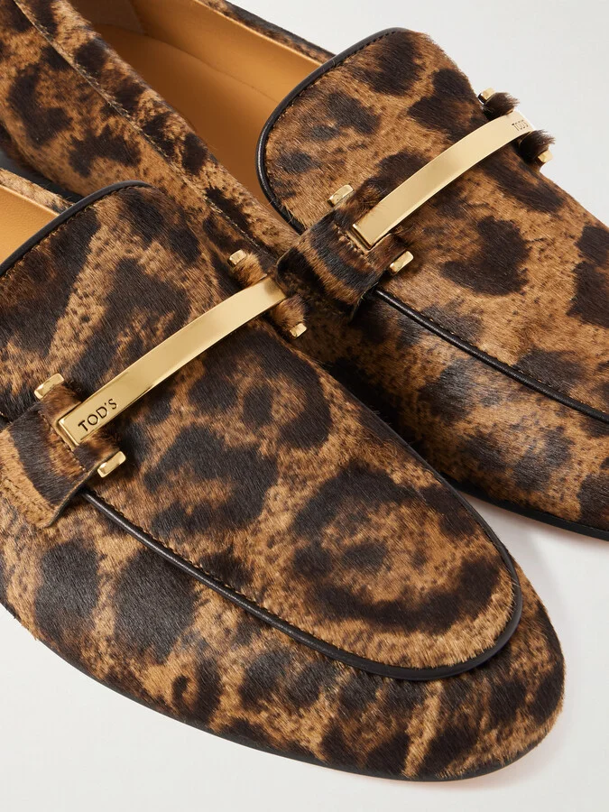 Tod's - Embellished Leopard-print Calf Hair Loafers - Animal print - Image 4