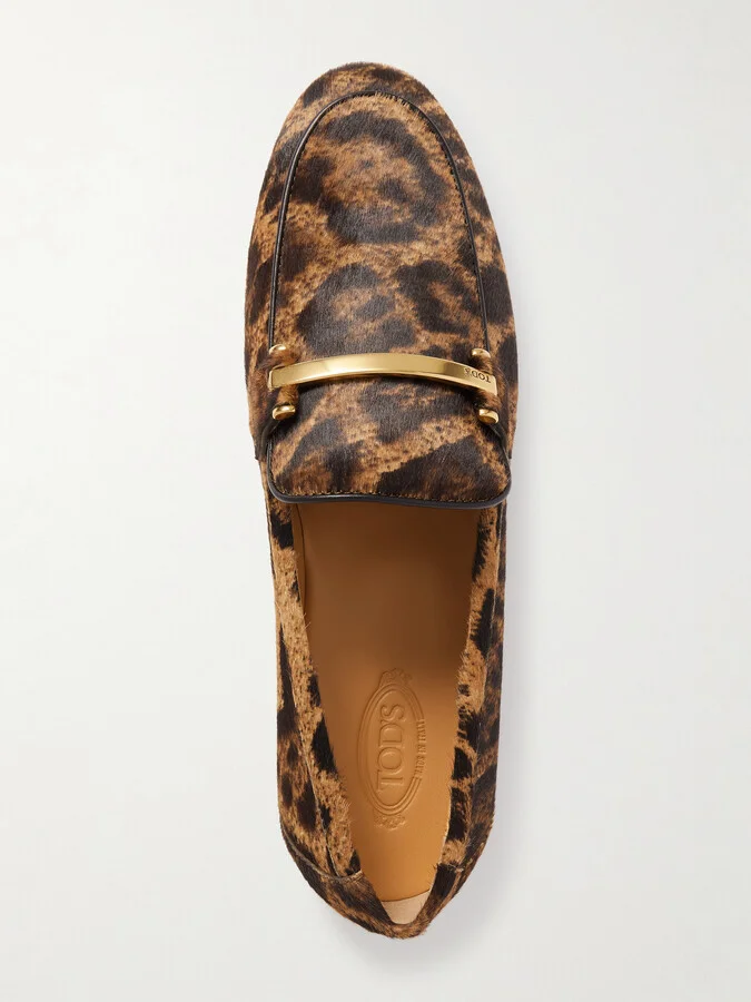 Tod's - Embellished Leopard-print Calf Hair Loafers - Animal print - Image 5