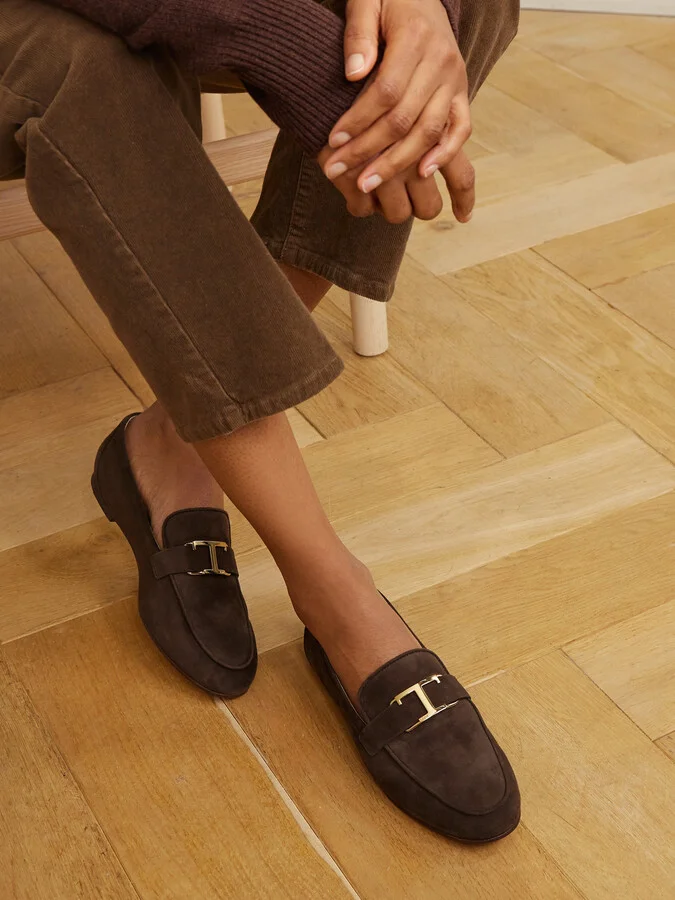 Tod's - Embellished Nubuck Loafers - Brown - Image 2