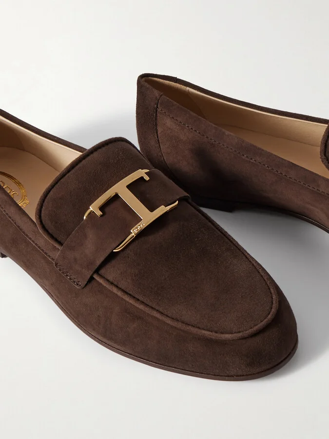 Tod's - Embellished Nubuck Loafers - Brown - Image 4