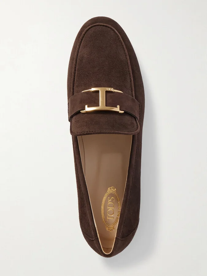 Tod's - Embellished Nubuck Loafers - Brown - Image 5