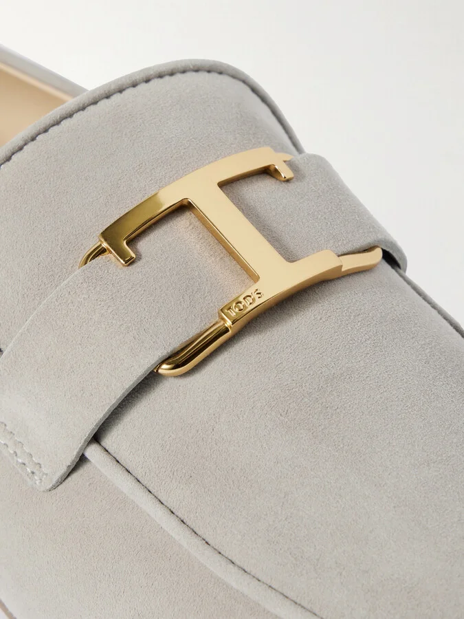 Tod's - Embellished Nubuck Loafers - Brown - Image 4