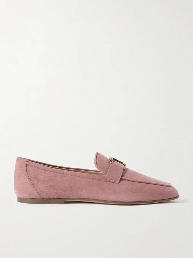 Tod's - Embellished Nubuck Loafers - Pink
