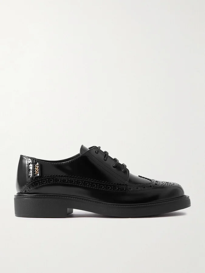 Tod's - Embellished Patent-leather Brogues - Black