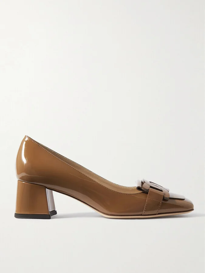 Tod's - Embellished Patent-leather Pumps - Brown