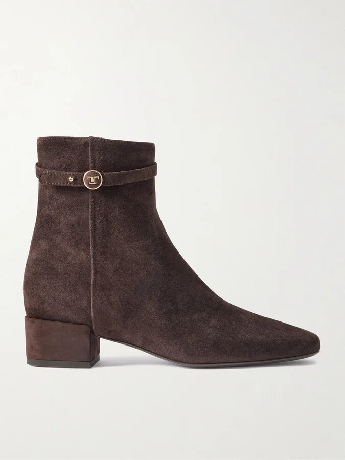 Tod's - Embellished Suede Ankle Boots - Brown