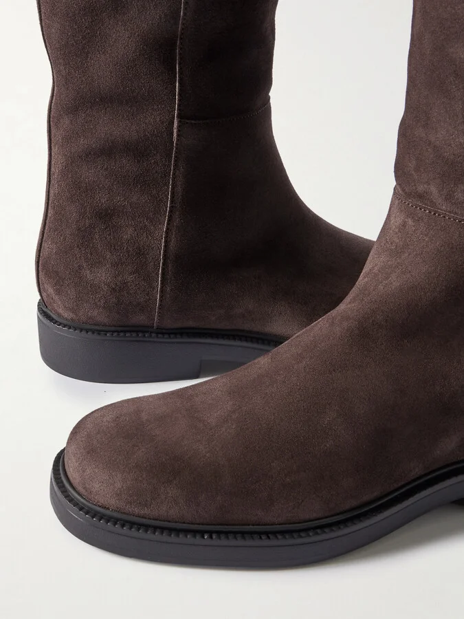 Tod's - Embellished Suede Knee Boots - Brown - Image 4