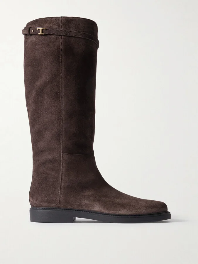 Tod's - Embellished Suede Knee Boots - Brown