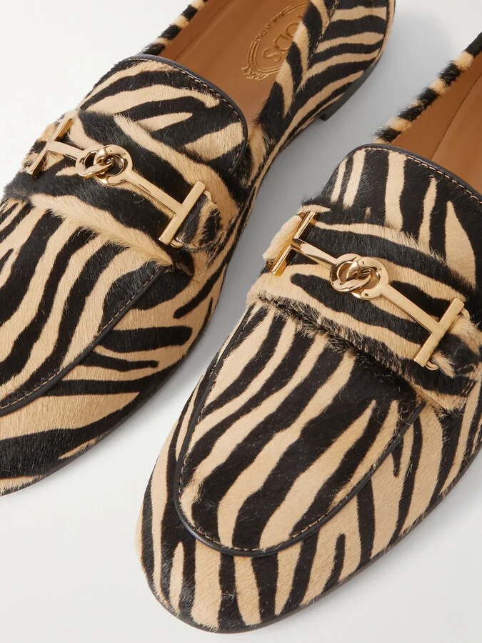 Tod's - Embellished Zebra-print Pony Hair Loafers - Animal print - Image 4