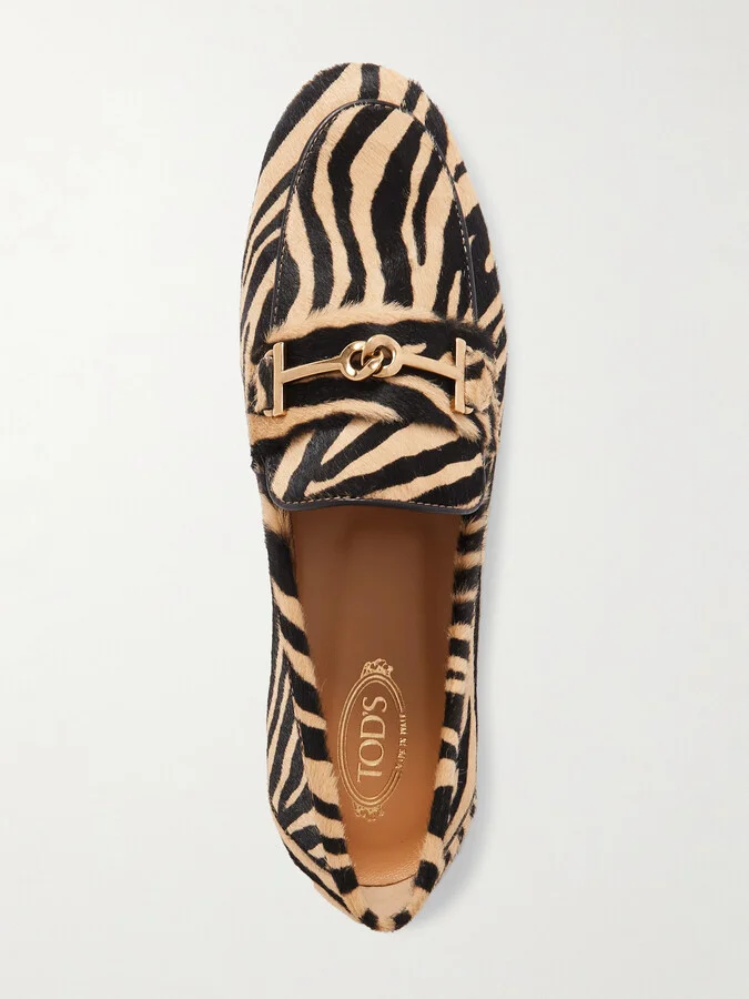 Tod's - Embellished Zebra-print Pony Hair Loafers - Animal print - Image 5