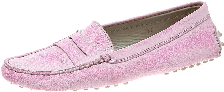 Tod's Fluorescent Pink Shaded Leather Penny Loafers Size 38