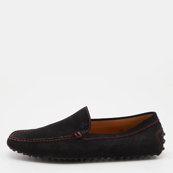 Tod's For Ferrari Black Suede Slip On Loafers Size 40