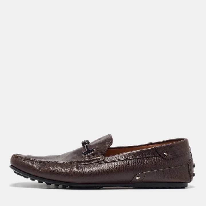 Tod's for Ferrari Dark Brown Leather Slip on Loafers Size 43