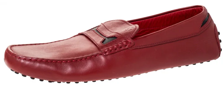 Tod's For Ferrari Red Leather Slip On Loafers Size 47