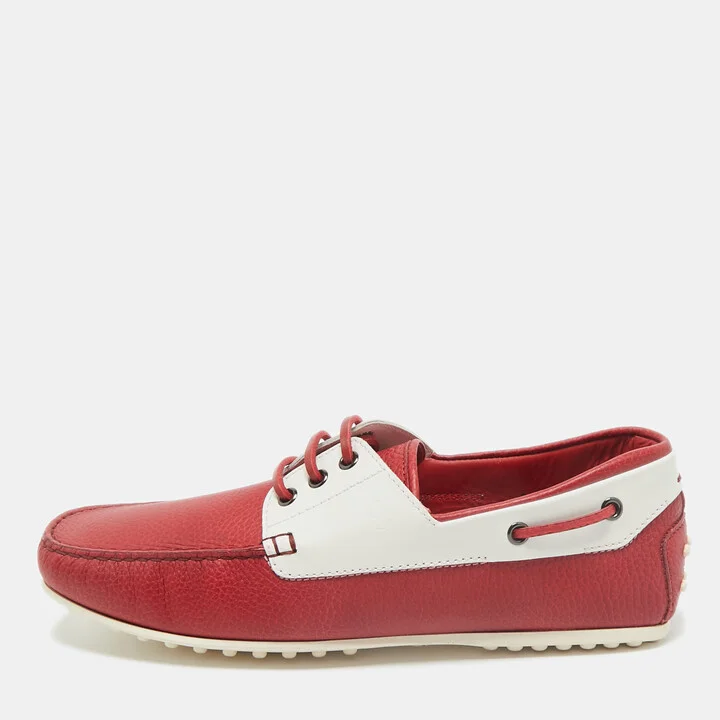 Tod's for Ferrari Two Tone Leather Boat Shoes Size 42