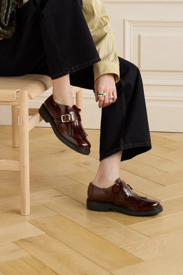 Tod's - Fringed Glossed-leather Brogues - Brown - Image 2