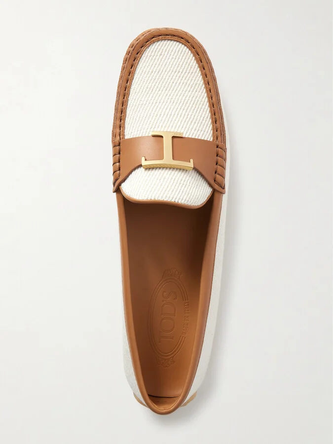 Tod's - Gomma 10l Embellished Leather-trimmed Canvas Loafers - Off-white - Image 5