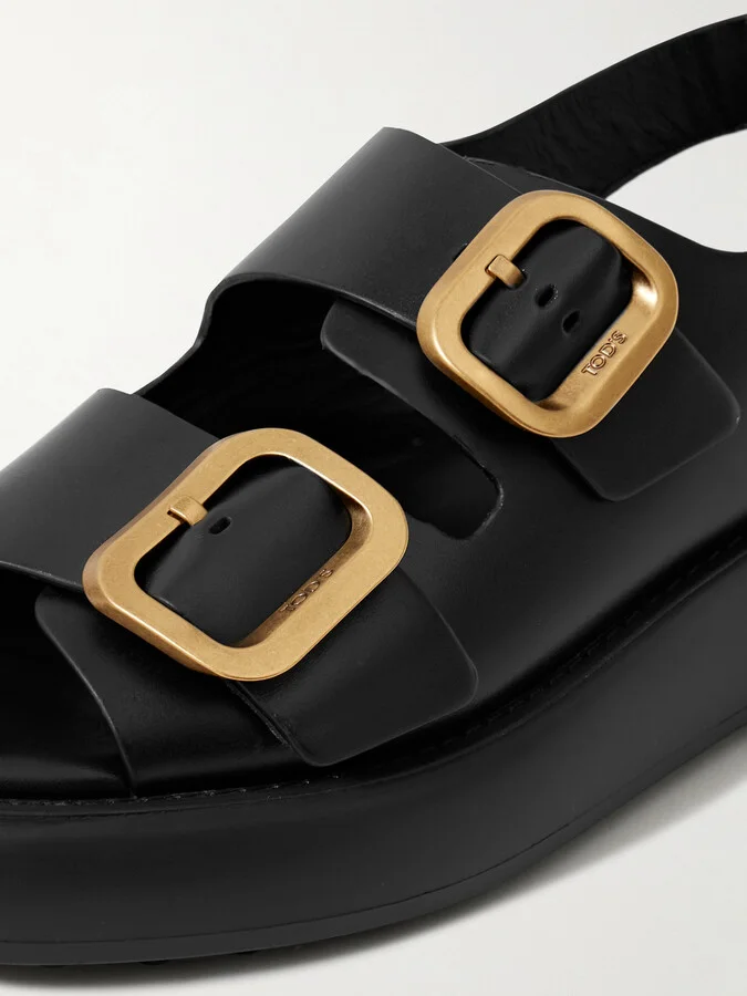 Tod's - Gomma Buckled Leather Platform Sandals - Black - Image 4