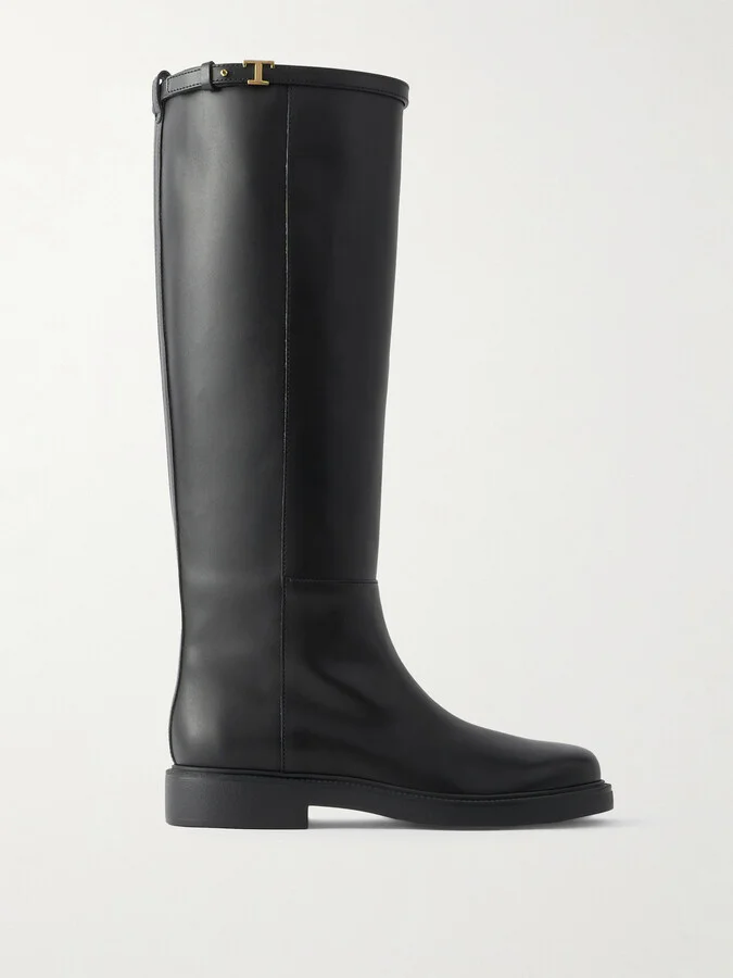 Tod's - Gomma Embellished Leather Knee Boots - Black