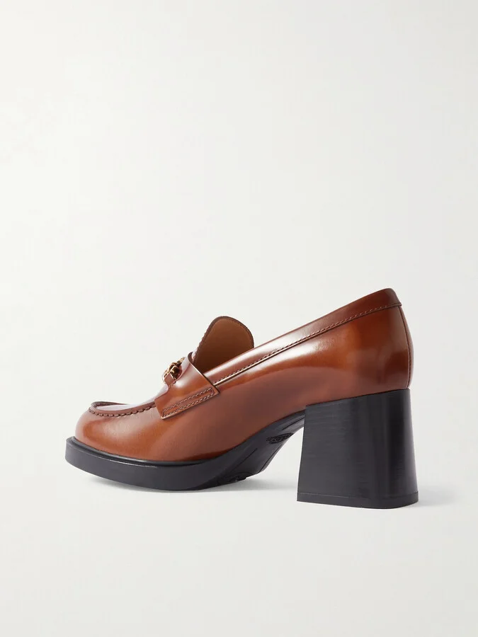 Tod's - Gomma Embellished Leather Platform Loafers - Brown - Image 3