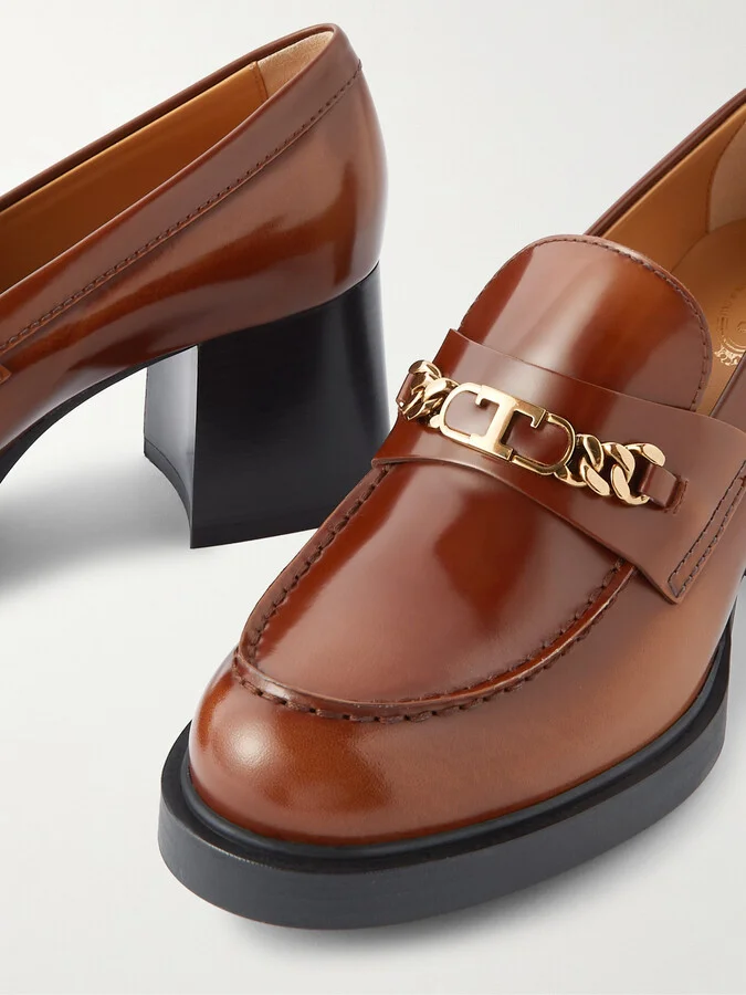 Tod's - Gomma Embellished Leather Platform Loafers - Brown - Image 4