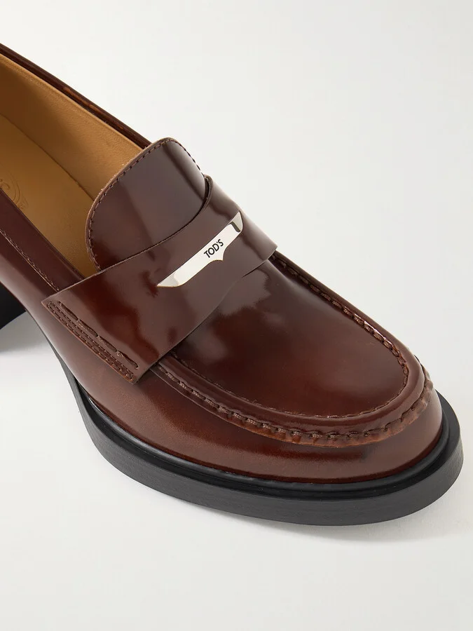 Tod's - Gomma Glossed-leather Loafers - Brown - Image 4