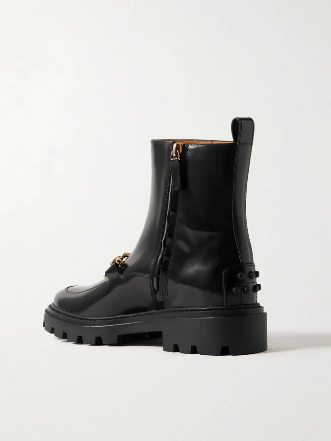 Tod's - Gomma Pesante Embellished Glossed-leather Ankle Boots - Black - Image 3