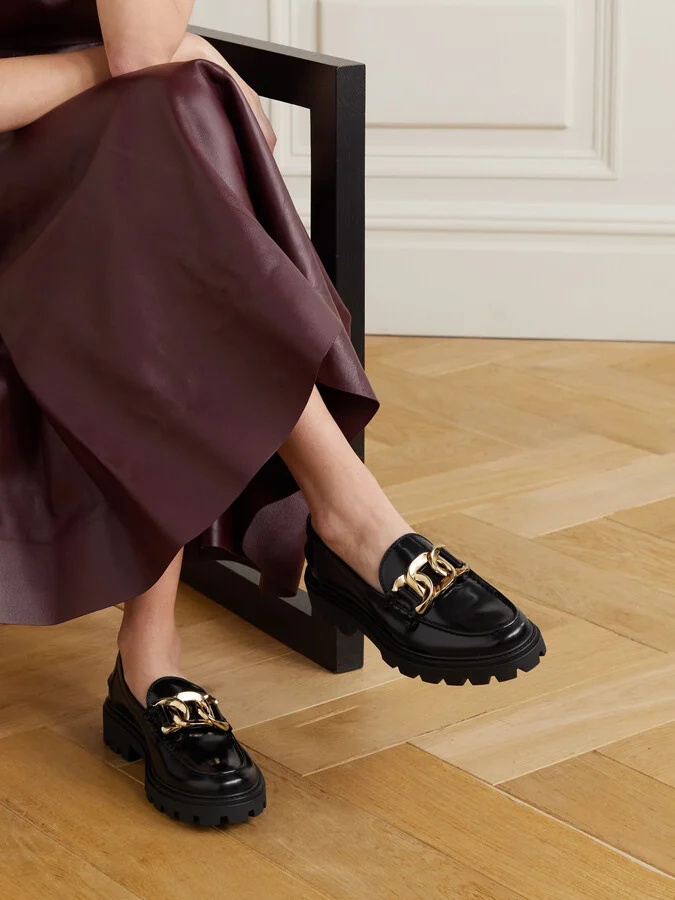 Tod's - Gomma Pesante Embellished Glossed-leather Loafers - Black - Image 2