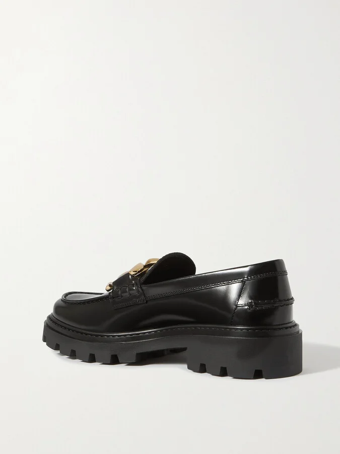 Tod's - Gomma Pesante Embellished Glossed-leather Loafers - Black - Image 3
