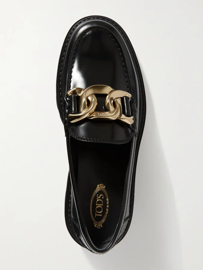 Tod's - Gomma Pesante Embellished Glossed-leather Loafers - Black - Image 5