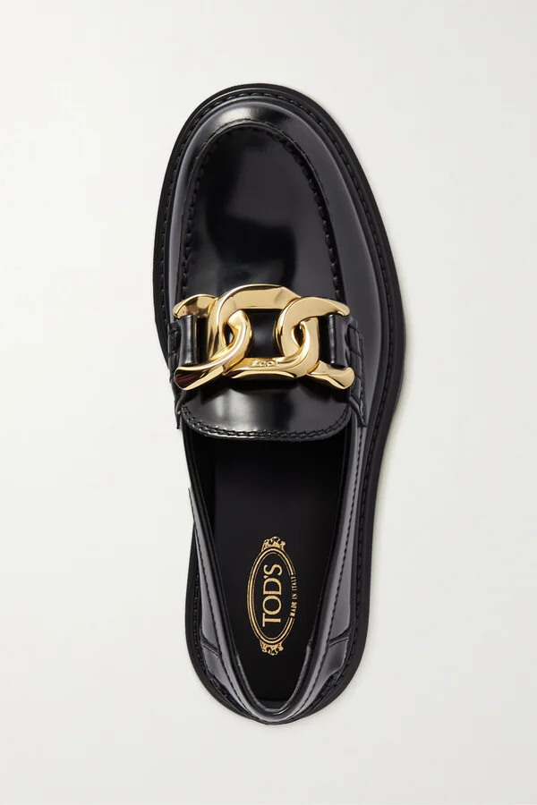 Tod's - Gomma Pesante Embellished Glossed-leather Loafers - Black - Image 5