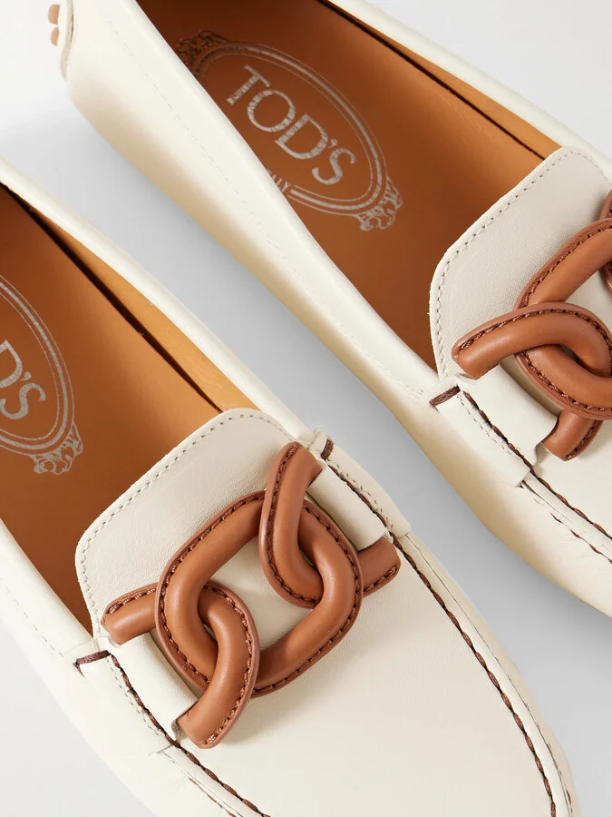 Tod's - Gommini Catena Leather Loafers - White - Image 4